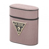 Husa Protectie Casti Guess Saffiano pentru Apple AirPods Gen 1 / Apple AirPods Gen 2, Roz GUACA2VSATMLPI