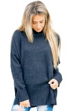 A749-4 Pulover casual cu guler inalt si croiala lejera, M/L