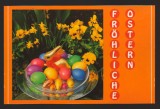 CPIB 20023 CARTE POSTALA - FELICITARE - IEPURE, OUA PE PLATOU DE STICLA, PANSELE