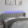 Gossi tablie de pat cu led, gri deschis, 147x16x78/88 cm, catifea