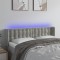 Gossi tablie de pat cu led, gri deschis, 147x16x78/88 cm, catifea