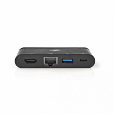 Adaptor USB-C - HDMI, USB3.0, Gigabit Ethernet, USB-C PD 100W negru Nedis foto