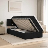 Cumpara ieftin Pat cu LED si saltea Negru 90 x 200 cm Tesatura