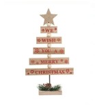 Decoratiune din Lemn de Craciun, Brad cu Globuri, 30 cm