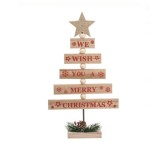 Decoratiune din Lemn de Craciun, Brad cu Globuri, 30 cm