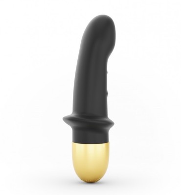 Vibrator Mini Lover 2.0, 10 Moduri Vibratii, Silicon, USB, Negru/Auriu, 16.5 cm foto