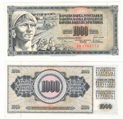 SV * Iugoslavia 1000 DINARA 1978 * Seria AR... * RARA ! UNC foto