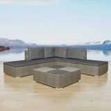 vidaXL Set mobilier de grădină cu perne, 6 piese, gri, poliratan 42836