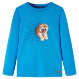 Tricou de copii cu m&acirc;neci lungi albastru cobalt, 104