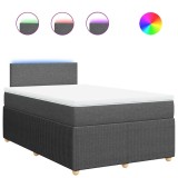 Cumpara ieftin Pat box spring cu saltea, gri inchis, 120x190 cm, textil