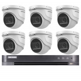 Sistem supraveghere 6 camere Hikvision 4 in 1 8MP, 2.8mm, IR 30m, DVR 8 canale 8MP 4K SafetyGuard Surveillance