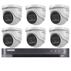 Sistem supraveghere 6 camere Hikvision 4 in 1 8MP, 2.8mm, IR 30m, DVR 8 canale 8MP 4K