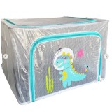 Cutie de Depozitare, pentru Camera Copiilor, 100L, din PVC, Model Dinozaur, 60 x 42 x 40 cm, Transparent