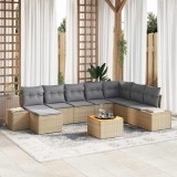 vidaXL Set de canapele pentru grădină 9 pcs Bej, gri deschis