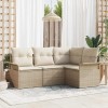 VidaXL Set de canapele pentru grădină cu pernă 4 pcs Bej Rattan poli 3354010
