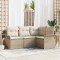 vidaXL Set de canapele pentru grădină cu pernă 4 pcs Bej Rattan poli 3354010