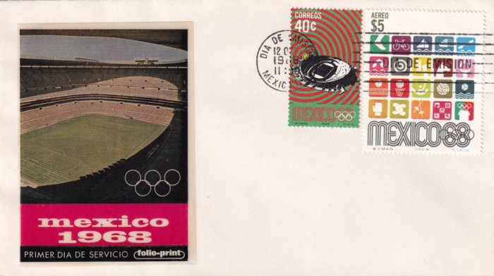 FILATELIE TEMATICA - PLIC MEXIC TEMATICA JOCURILE OLIMPICE FDC