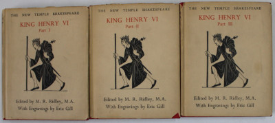 KING HENRY VI by WILLIAM SHAKESPEARE , THREE VOLUMES , with engravings by ERIC GILL , 1935 foto