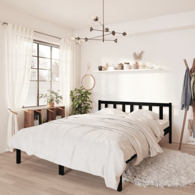 vidaXL Cadru de pat, negru, 120x200 cm, lemn masiv de pin foto