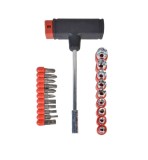 Set Surubelnita Magnetica Tip T cu 20 Accesorii (Biti + Chei Tubulare) BIBILEL, Rosu/Negru, JMB-BBL6543