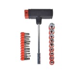 Set Surubelnita magnetica tip T si 20 accesorii, Rosu Negru, JMB-BBL6543