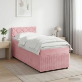 Cumpara ieftin Pat boxspring cu saltea cu benzi LED Roz 80 x 200 cm Catifea