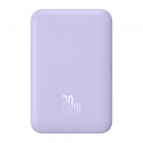 Baterie Externa Wireless Baseus Magnetic Mini, 10000mAh, 20W, PD + FQI, 1 x QI - 1 x USB-C, Mov PPCX110105