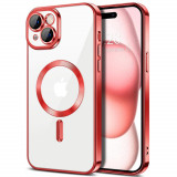 Cumpara ieftin Husa pentru iPhone 15 Plus, Techsuit Luxury Crystal MagSafe, Red