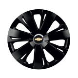 Set 4 capace roti Negre Cu Inel Cromat Energy R16 Compatibil Cu Chevrolet, Autohelix MSA