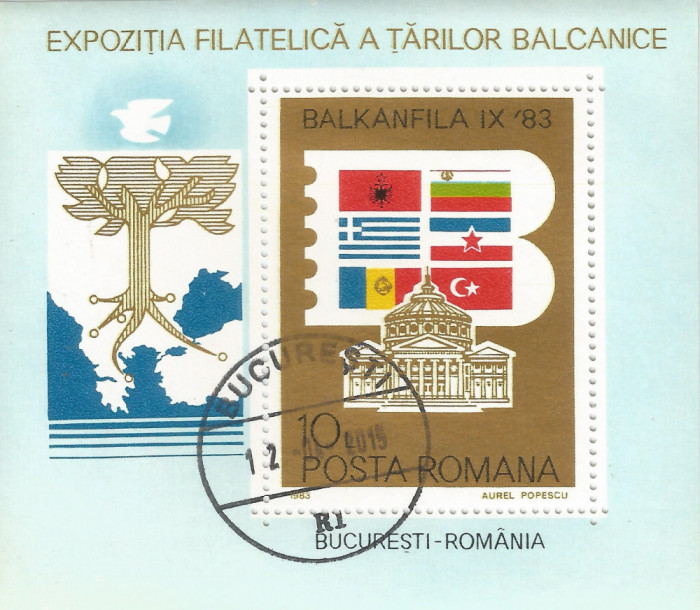 #Romania, LP 1089/1983, Expozitia Filatelica &quot;Balkanfila IX&quot;, colita dant., obl.