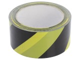 Bandă avertizare galbena-neagra autoadeziv 33m x 50mm