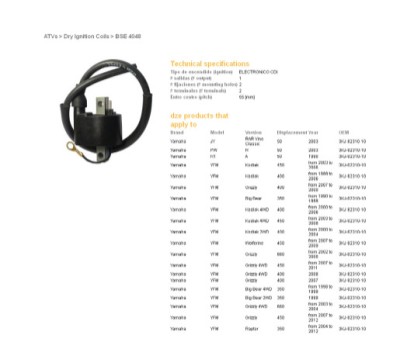 Bobina inductie Yamaha YFM 350 400 450 660 (3KJ-82310-10) foto
