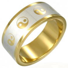 Inel auriu cu simbolul Yin-Yang - Marime inel: 72