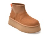 Ghete UGG maro, CLASSIC MINI DIPPER, din piele intoarsa
