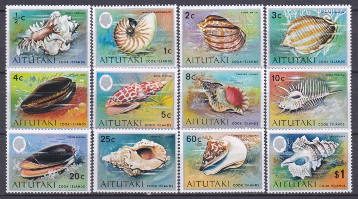 DB1 Fauna Marina Scoici 1974 Aitutaki 12 v. MNH