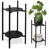 Suport metalic pentru flori, pentru doua ghivece, inaltime totala 70 cm, negru