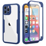 Husa Max Defence pentru Samsung Galaxy A13 4G, Bumper Albastru, Fata Dubla Transparenta, Protectie Antisoc Full 360 ( fata, spate, margini ), Flippy