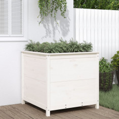 vidaXL Jardinieră de grădină, alb, 82,5x82,5x78 cm, lemn masiv de pin