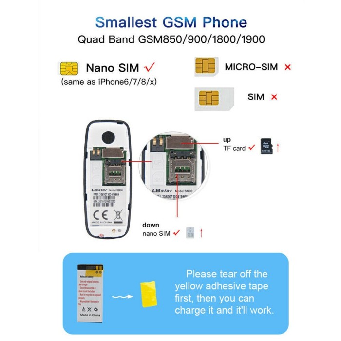 Mini telefon dual sim radio fm bluetooth