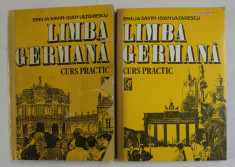 LIMBA GERMANA - CURS PRACTIC , VOLUMELE I - II de EMILIA SAVIN si IOAN LAZARESCU , 1992 , *PUTIN UZATA foto