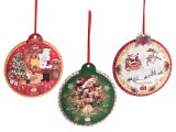 Cumpara ieftin Set 15 ornamente brad Craciun lemn multicolor &Oslash; 12 cm