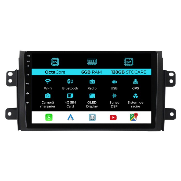 Navigatie Dedicata Suzuki SX4 (2006-2012), 9Inch 6Gb Ram, 128Gb Stocare, Carplay