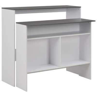 vidaXL Masă de bar cu 2 blaturi, alb și gri, 130x40x120 cm 280221 foto