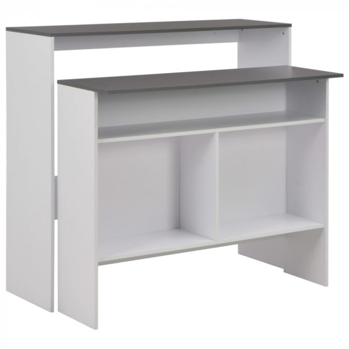 vidaXL Masă de bar cu 2 blaturi, alb și gri, 130x40x120 cm 280221