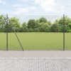 VidaXL Plasă sudată cu 7 st&acirc;lpi flanșați Gri 1.5x10 m Oțel