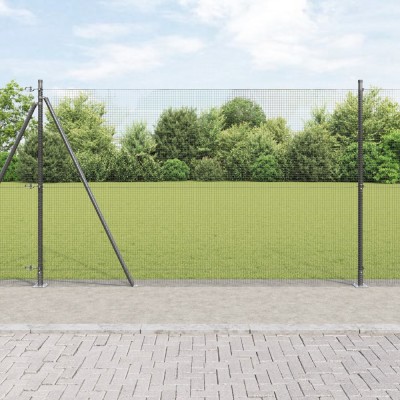 vidaXL Plasă sudată cu 7 st&amp;acirc;lpi flanșați Gri 1.5x10 m Oțel foto