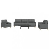 VidaXL Set de canapele cu taburet, 4 piese, gri &icirc;nchis, textil