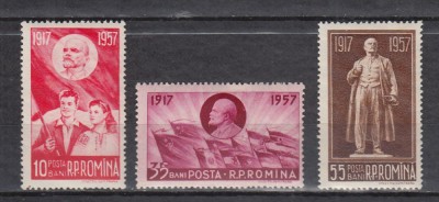 ROMANIA 1957 LP 443 - 40 DE ANI REVOLUTIA SOCIALISTA SERIE MNH foto
