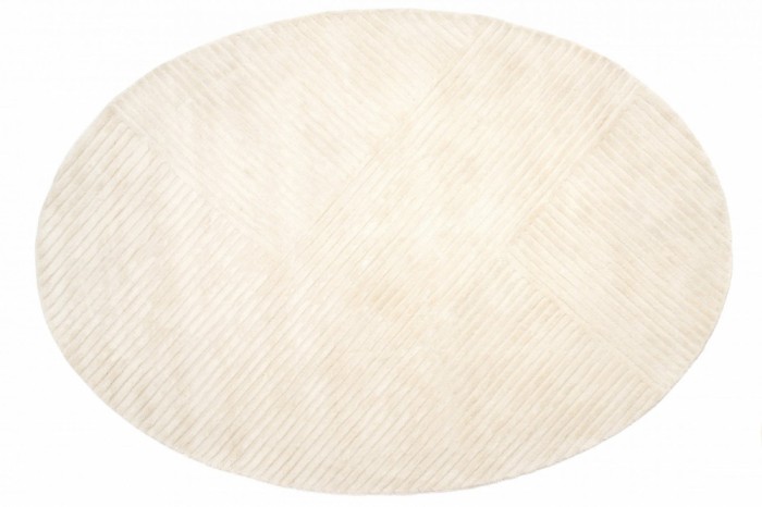 Covor Oval Premium, Handmade, India, Model DYWAN SIERRA IVORY, Bej, Crem, Marime 160 x 230 cm, Viscoza, Lucrat Manual, Living, Dormitor, Sufragerie, B