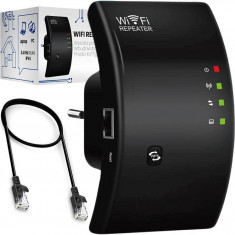 Amplificator semnal WiFi/Range Extender, 300 Mbps, WLAN 2.4 GHz Negru